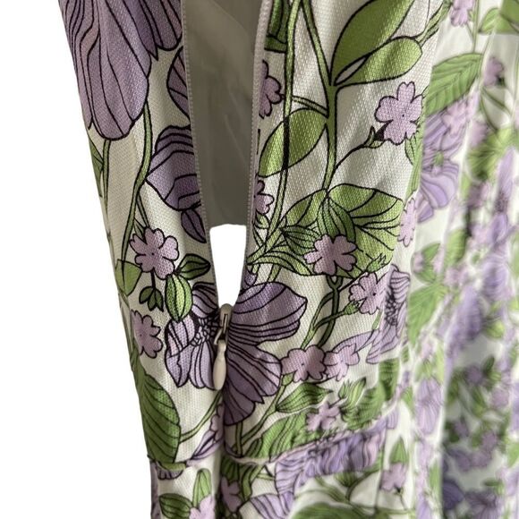 Loft floral sleeveless summer midi dress fit &  flare side zipper sz 10 - Picture 4 of 9